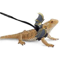 Adjustable Leather Harness with Wings for Bearded Dragons 3 Sizes Black