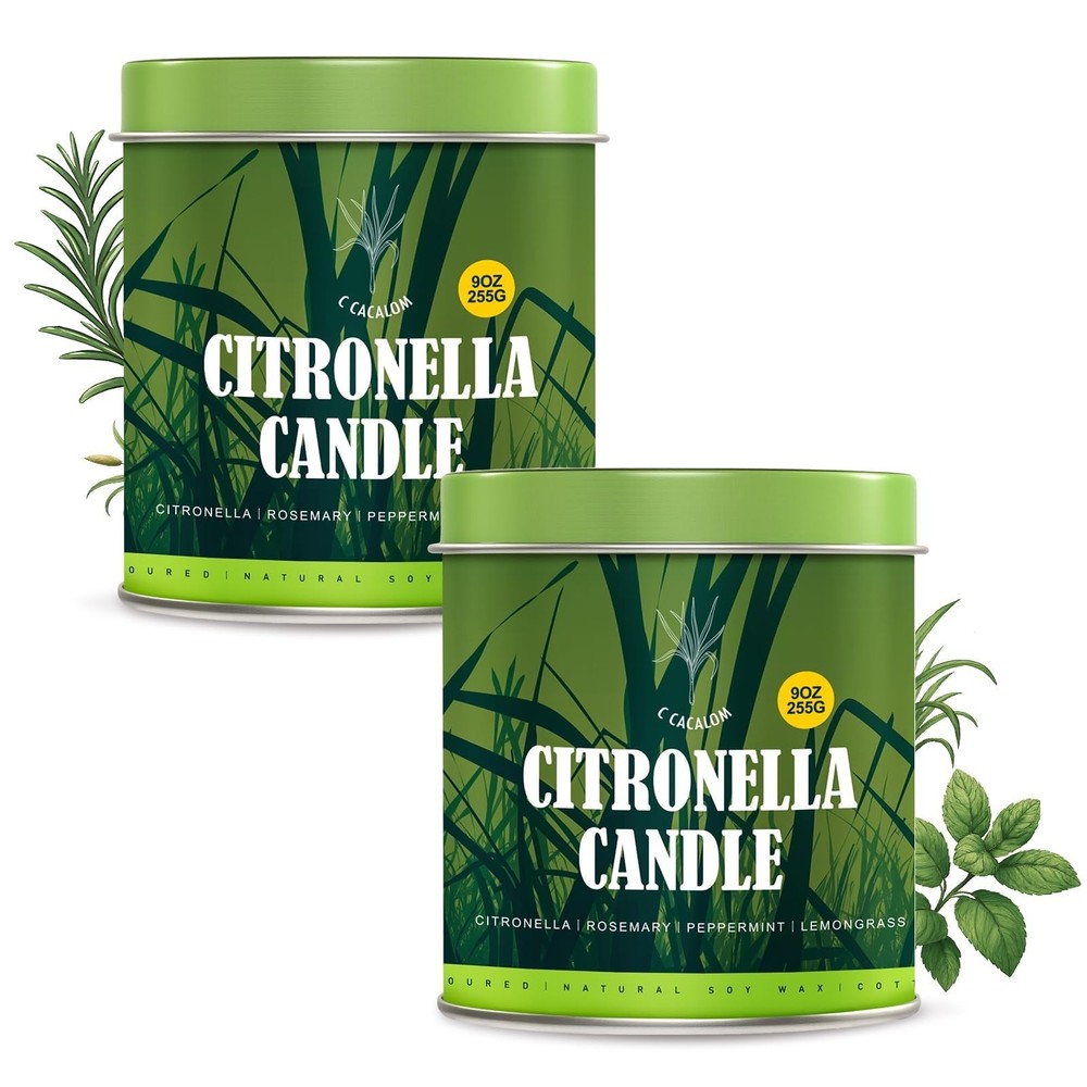 Citronella Candles Outdoor Set, 2 Pack Jar Candle for Patio Camping Backyard …