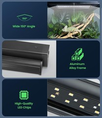 12W T5 UVB LED Reptile Light – High Output UVA UVB Light for Bearded Drago