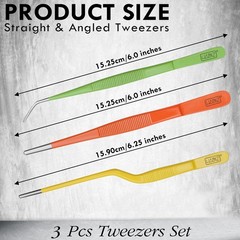 HADIZ Garden Tweezers set of 3,15cm Size Stainless Steel Green Yellow Orange