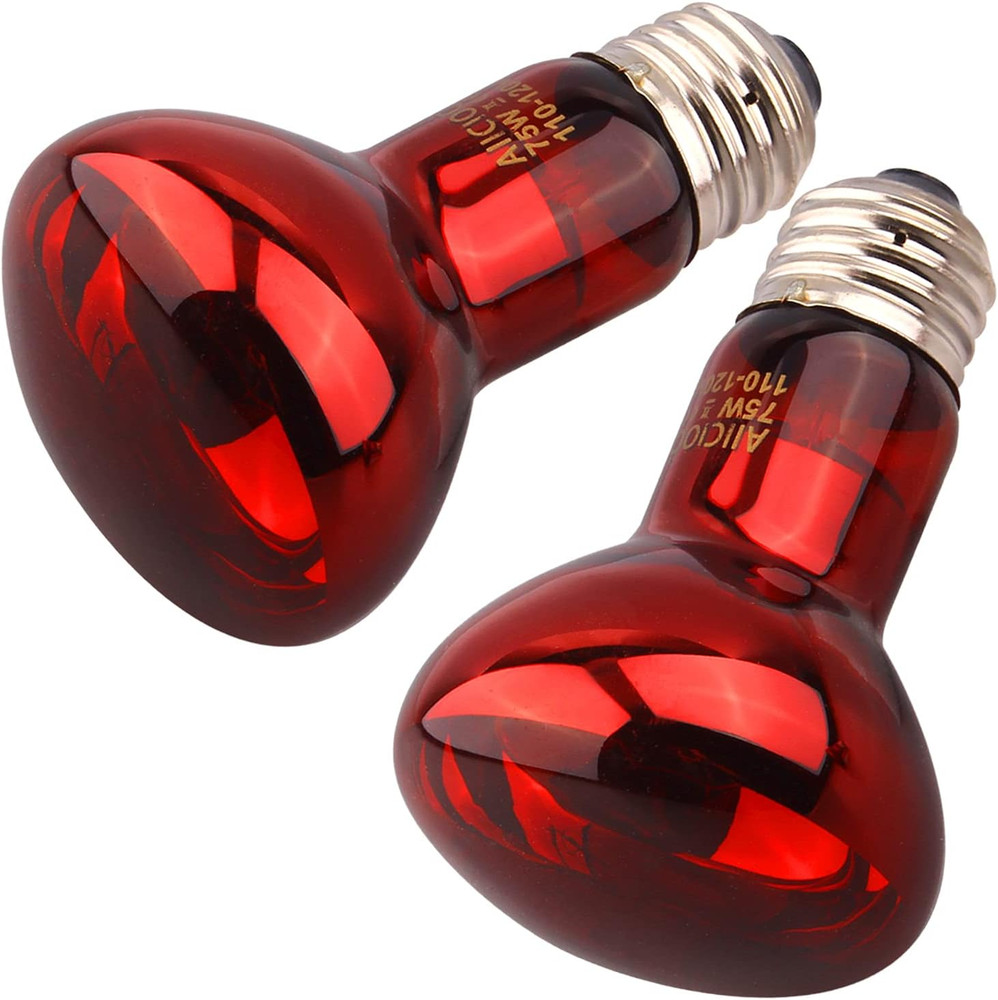 Aiicioo Reptile Red Night Light Bulb – 75W Reptile Heat Lamp Bulb Infrared