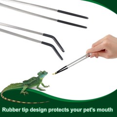 2PCS Stainless Steel Reptile Feeding Tongs with Rubber Tip, 10.6″ Straight an…