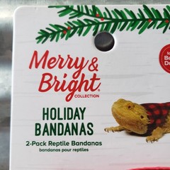 Merry & Bright Christmas Holiday Bandanas for Bearded Dragon 2 Pack! **NEW**
