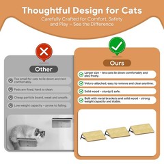 3 PCS Large Cat Wall Shelves 14×8 Inch Natural Wood Mounted Climbing Lounger