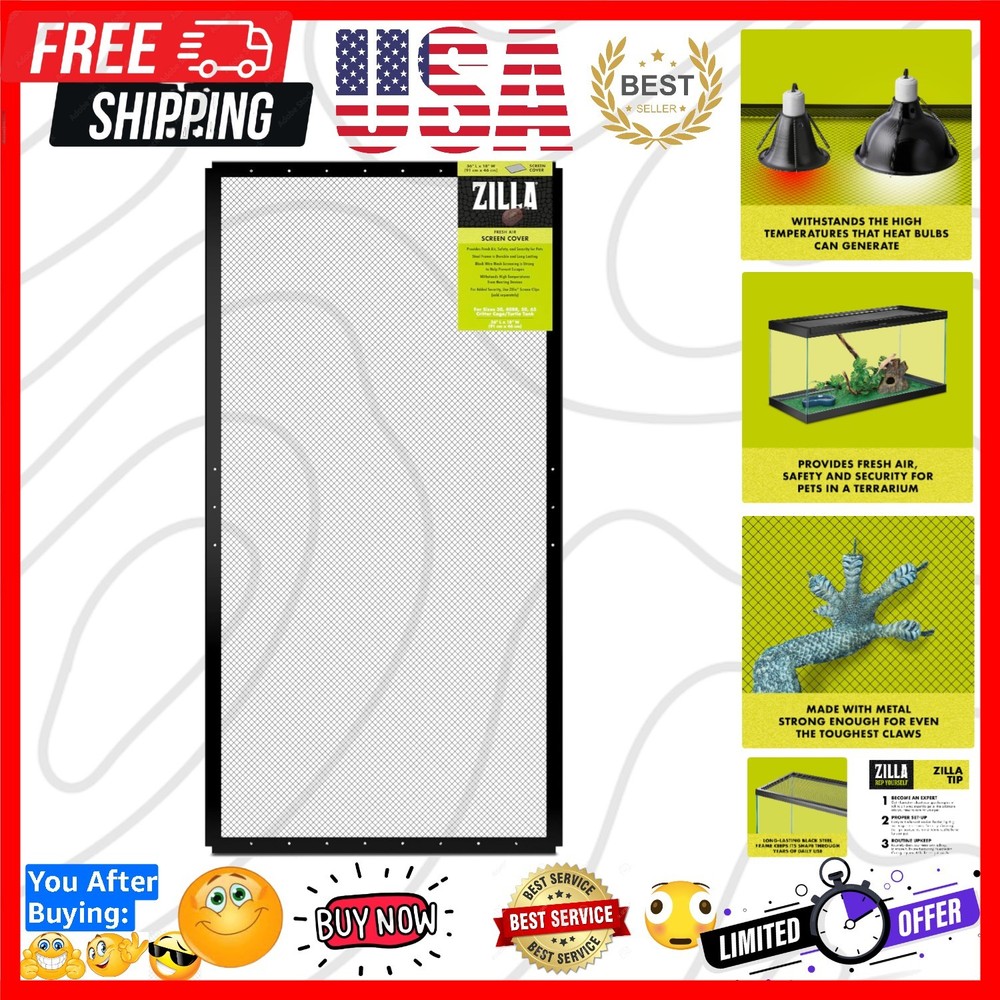 Fresh Air Screen Cover, Secure and Durable Metal Mesh Cover for Reptile Terra…