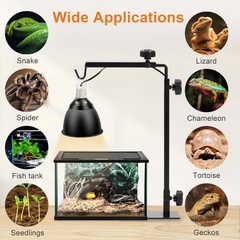 Simple Deluxe Reptile Light Stand Adjustable 14-26 inch Lamp S, Black