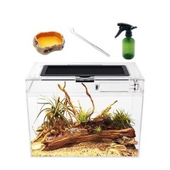 Reptile Growth Mini Reptile Terrarium12″ x 7″x 9″ Reptile Tank with Full View…