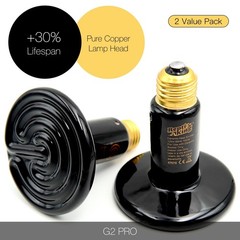 Ceramic Heat Emitter, 2-Pack 100W, Reptile Heat Lamp Bulbs, Ceramic Heating B…