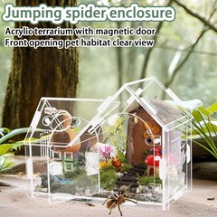 Acrylic Jumping Spider Enclosure with Magnetic Door – Transparent Tarantula Terr