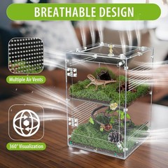 Large Jumping Spider Enclosure, 2 in 1 Ventilated Reptile Terrarium for Praying