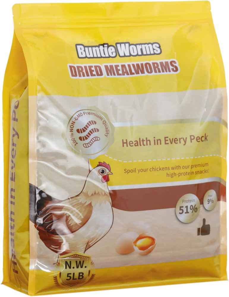 Dried Mealworms 5LB, 100% Natural, Non-Gmo Mealworms for Chickens – High Protein