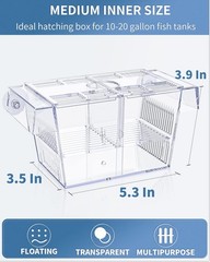Pawfly Aquarium Fish Breeding Box Acrylic Hatchery Incubator Tank with Suctio…