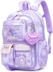 Alrisg Girls Backpack School Bag Kids 17 Inch Purple