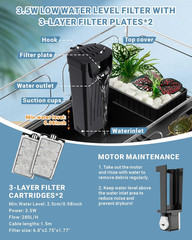 Small Turtle Tank Kit(Tank+Lamp+Filter), Acrylic Turtle Starter Kit with Adjusta