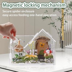 Acrylic Jumping Spider Enclosure with Magnetic Door – Transparent Tarantula Terr