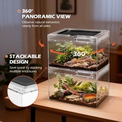 8-Piece Reptile Tank Starter Kit – Escape Proof Hermit Crab & Lizard Habitat, Mu