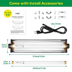 T5 UVB Reptile Light Fixture HO UVB Bulb Lighting Combo Kit, 10.0 UVB Light f…
