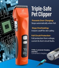 Professional Dog Grooming Clippers with 17H Runtime & Replaceable 440C Blade,…