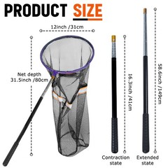 Snake Catcher Net with Secure Drawstring Telescopic Reptile Catch Stick Tool