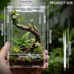 GTSEEMUU Jumping Spider Enclosure, Insect 4.7″ x 4.3″ x 7.8″, Clear