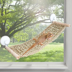 Flidrunest 21.6 X 7.8 in Seagrass Bearded Dragon Hammock for Window, Large Lizar