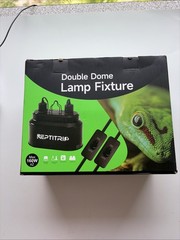 Dual Reptile Lamp Fixture with 100W Daytime Heat & 100W Nighttime