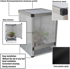 Detachable Reptile Habitat Tank Terrarium Aluminium Air Screen Cage Front Openin