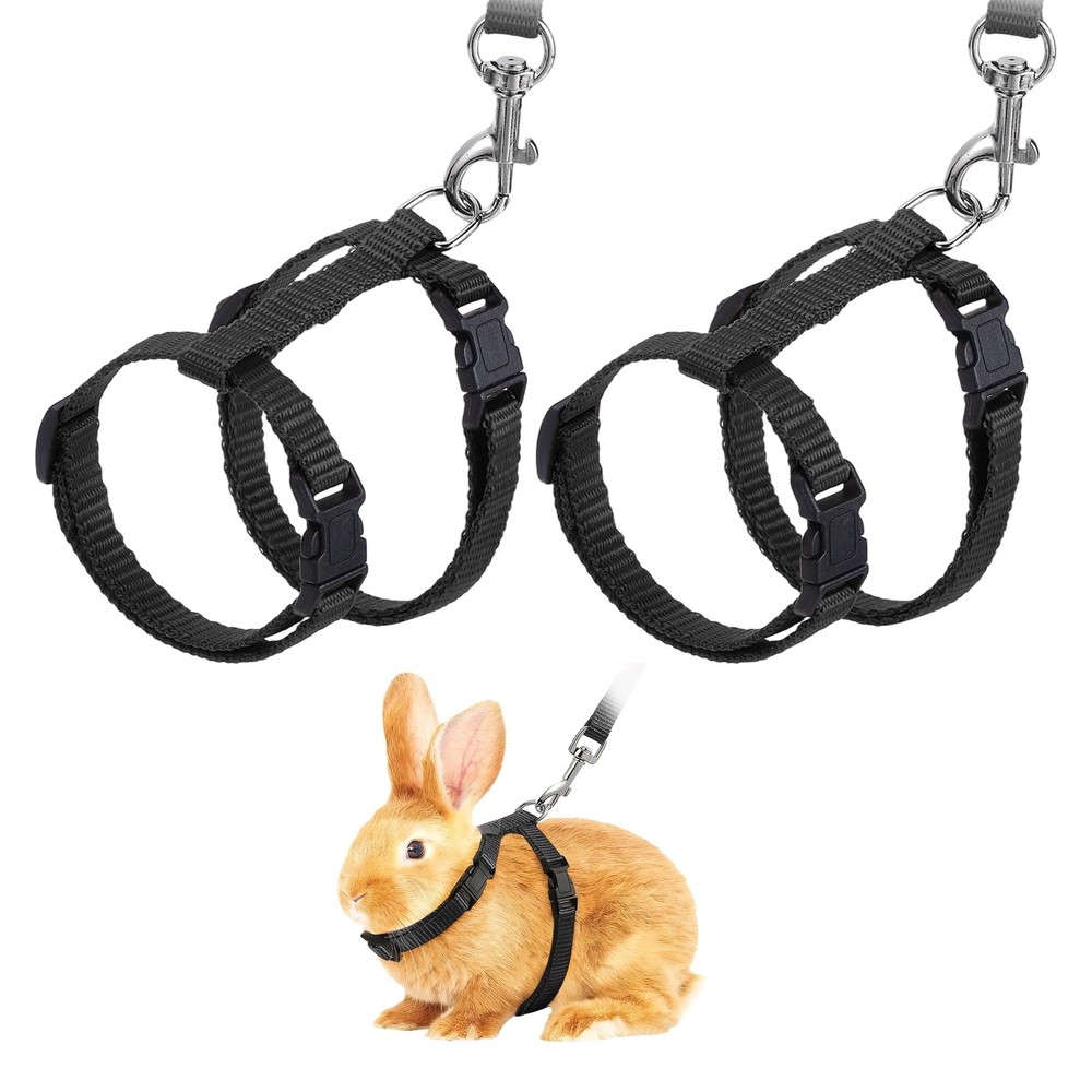 Rabbit Harness and Leash, Small Animal Harness( 2Pcs, Black)