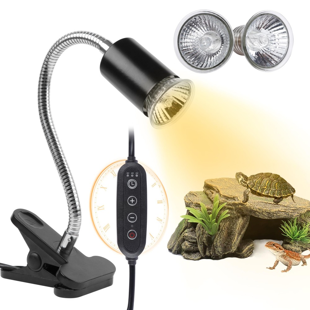 REPTI HOME Turtle Basking Light (Cycle Timer), Tortoise Lamp UVA UVB Heat Bul…