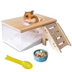 Transparent Hamster Sand Bath Box Digging Container Ladder Bowl Small Pet