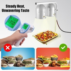 Heat Lamp Food W/ Two 250W Bulbs Fast & Even Heating Food Heat Lamp W/