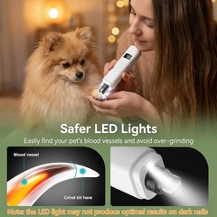 Ultra Quiet Dog Nail Grinder with LED Light, Cats & Dog Nail Trimmers, Anti-s…