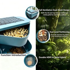 Zmiyivara Mealworm Breeding Kit, Live Feeder Worm Farm for Reptiles, blue