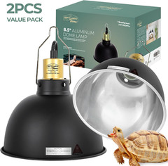 2 Pack Reptile Light Fixture, 8.5In Deep Dome Reptile Heat Lamp Fixture with Swi