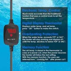Mini Aquarium Heater 15W Super Small Fish Tank Heater with Digital Display Th…