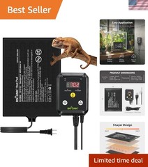 Durable Reptile Heating Pad 6″ X 8″ with Digital Thermostat Under Tank Heater…