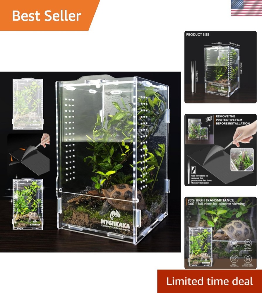 Versatile Acrylic Habitat: Ideal Enclosure for Jumping Spiders, Lizards & More