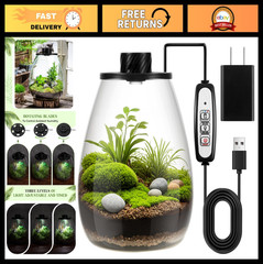 LED Glass Plant Terrarium Kit – Desktop Planter for Succulents, Moss & Mini Gard