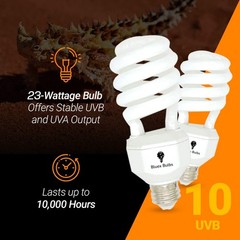 2 Pack 23-Watt Reptile Bulb Desert UVA UVB Light – 10.0 UVB Reptile Light – C…