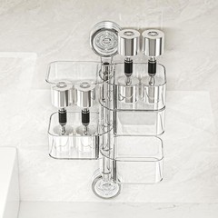 4-Layer Rotating Transparent Suction Cups Wall Mounted Organizer for Small It…