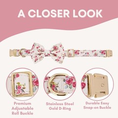 Adjustable Pet Bow Tie and Dog Collar for Small Medium Large Dogs, Puppy Coll…