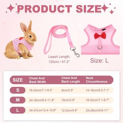 Rabbit Harness and Leash Small Pet Cute Vest Harness Leash L Pink
