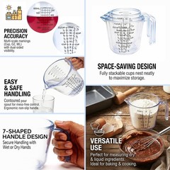 Measuring Cup Set, 3PCS Plastic Liquid Measuring Cups,Includes 150Ml, 300Ml a…
