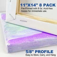 Blank Canvases for Painting with 11×14 inch, 8 Packs Stretched Canvases for A…
