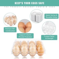SINLUCESCE 100 Packs Egg Cartons Cheap Bulk，Plastic for 12 Eggs, Clear Eg