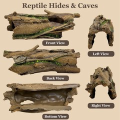 Fhiny Aquarium Resin Bark Terrarium Decor, Reptile Hides and Caves, Fish Hide…
