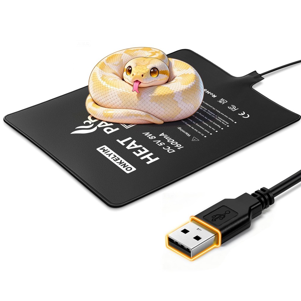 USB Reptile Heat Pad, 6″X8″ 8W Heat Mat for Reptiles, Reptile Heating Pad Und…