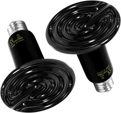 Reptile Heat Lamp 100W 2-Pack Ceramic Heat Emitter Bulb No Light Emitting