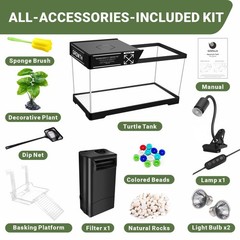 GOZILLA Aquatic Turtle Tank+Lamp+Filter Kit, Upgrade PC Turtle Tank Kit with …