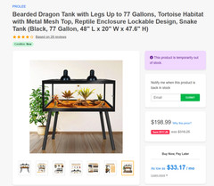 PROLEE Animal Habitat – Bearded Dragon, Reptiles, Lizards etc 77 Gallons (Wood)